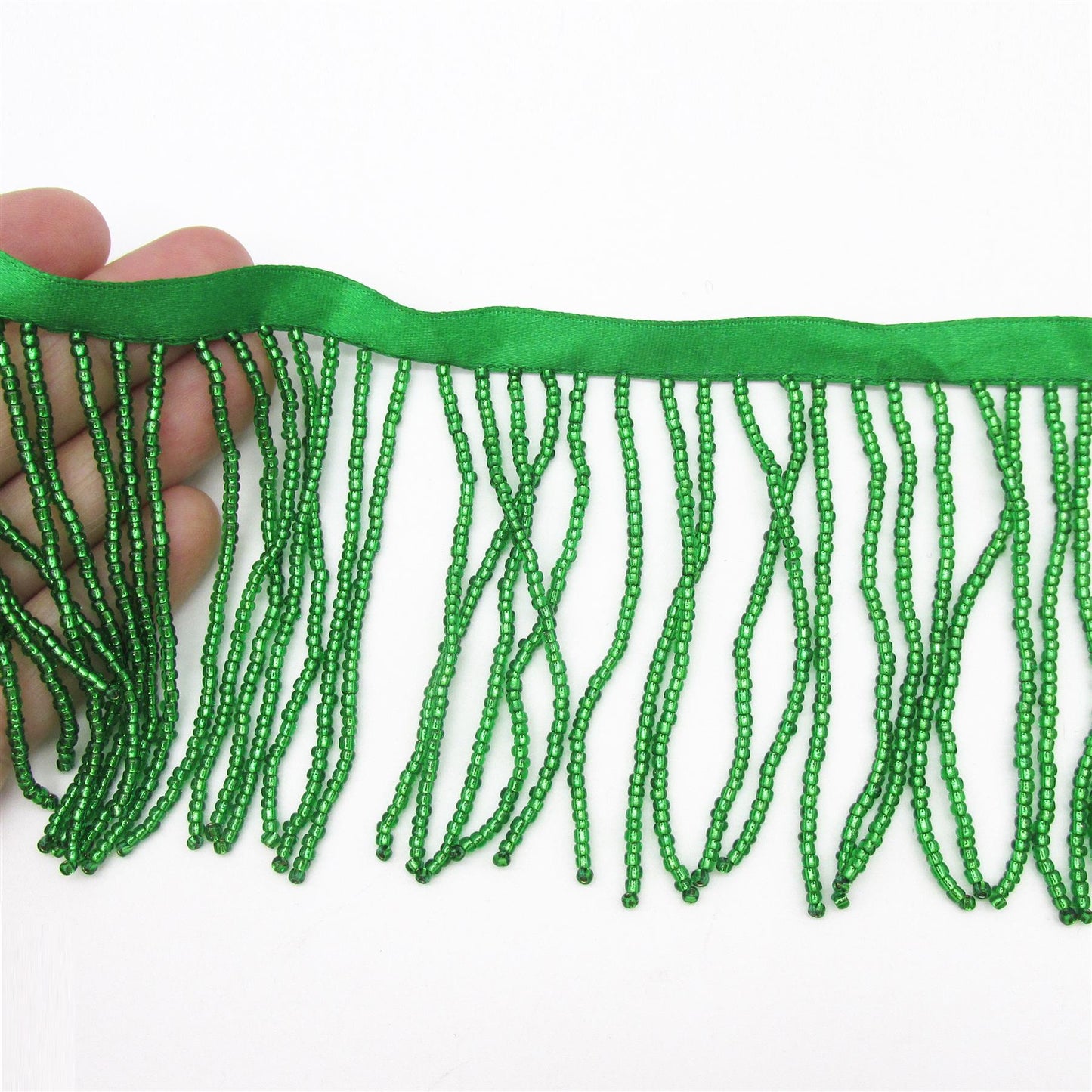 Seed Beaded Fringe on Ribbon - 75mm - by the metre - 7570