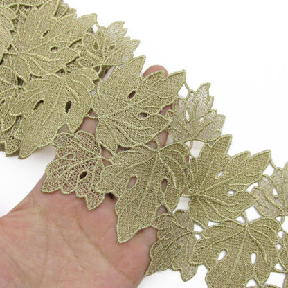 Leaf Pattern Metallic Lace 11cm x 1m - 7208