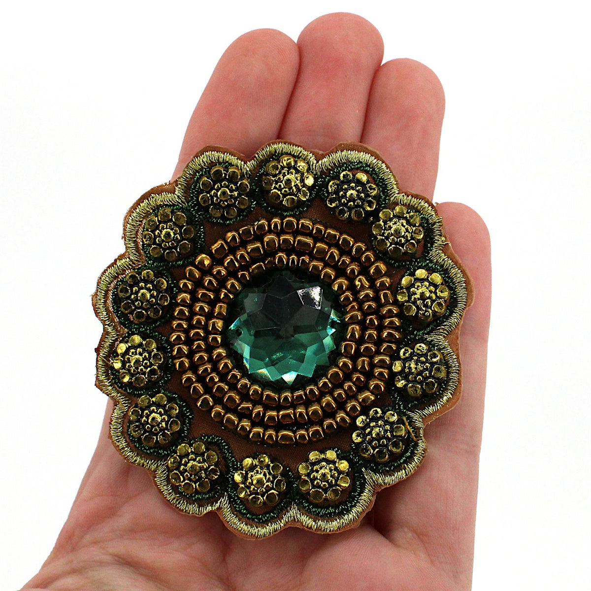 Beaded Round Jewel Motif - 60mm - 5616