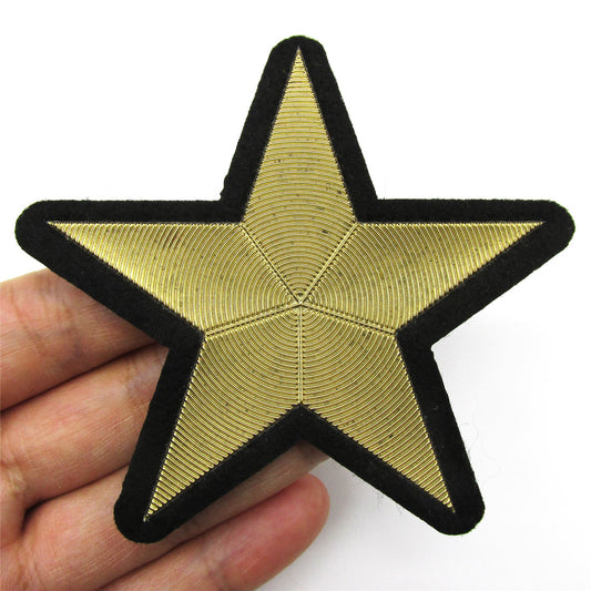 Iron On Star Motif BLACK GOLD 9cm 6906