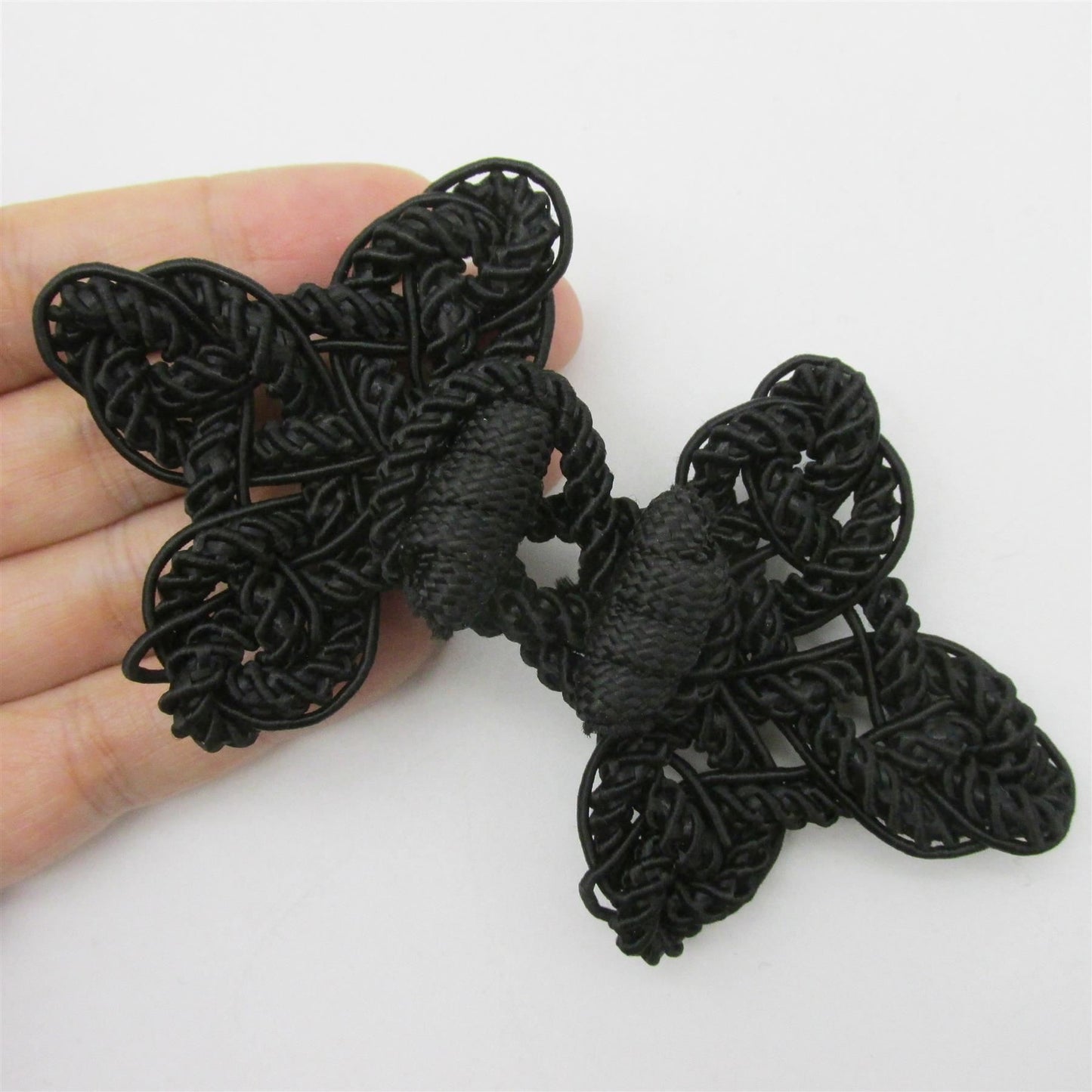 Ornate Double Frog Fastening - Black - 11.5cm - 7359