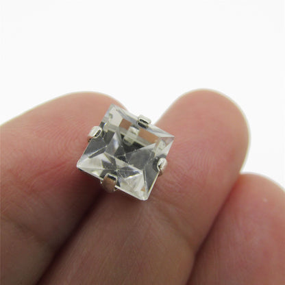 Square Single Diamante Button 4347