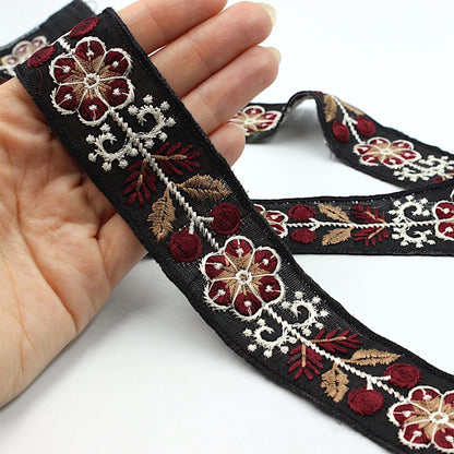 Flower Leaf And Berry Embroidered Braid 5004