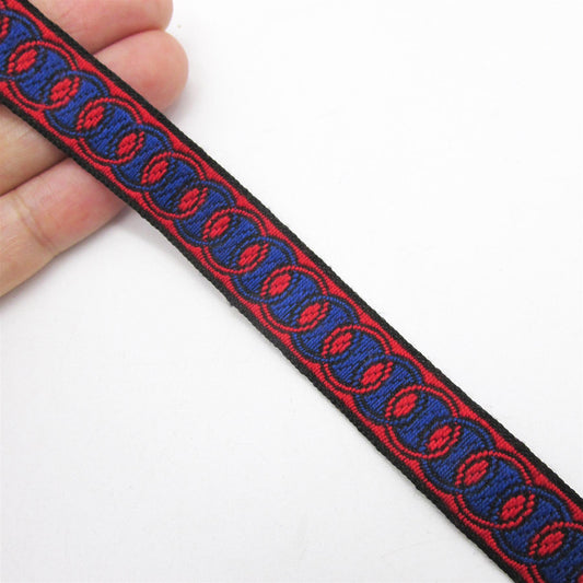Circle Patterned Braid Red Blue 15mm x1m - 2232