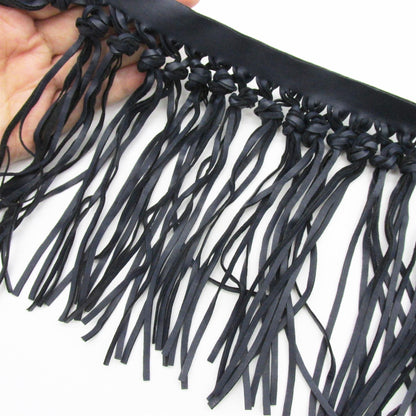 Faux Leather Knot Fringe 17cm 6390