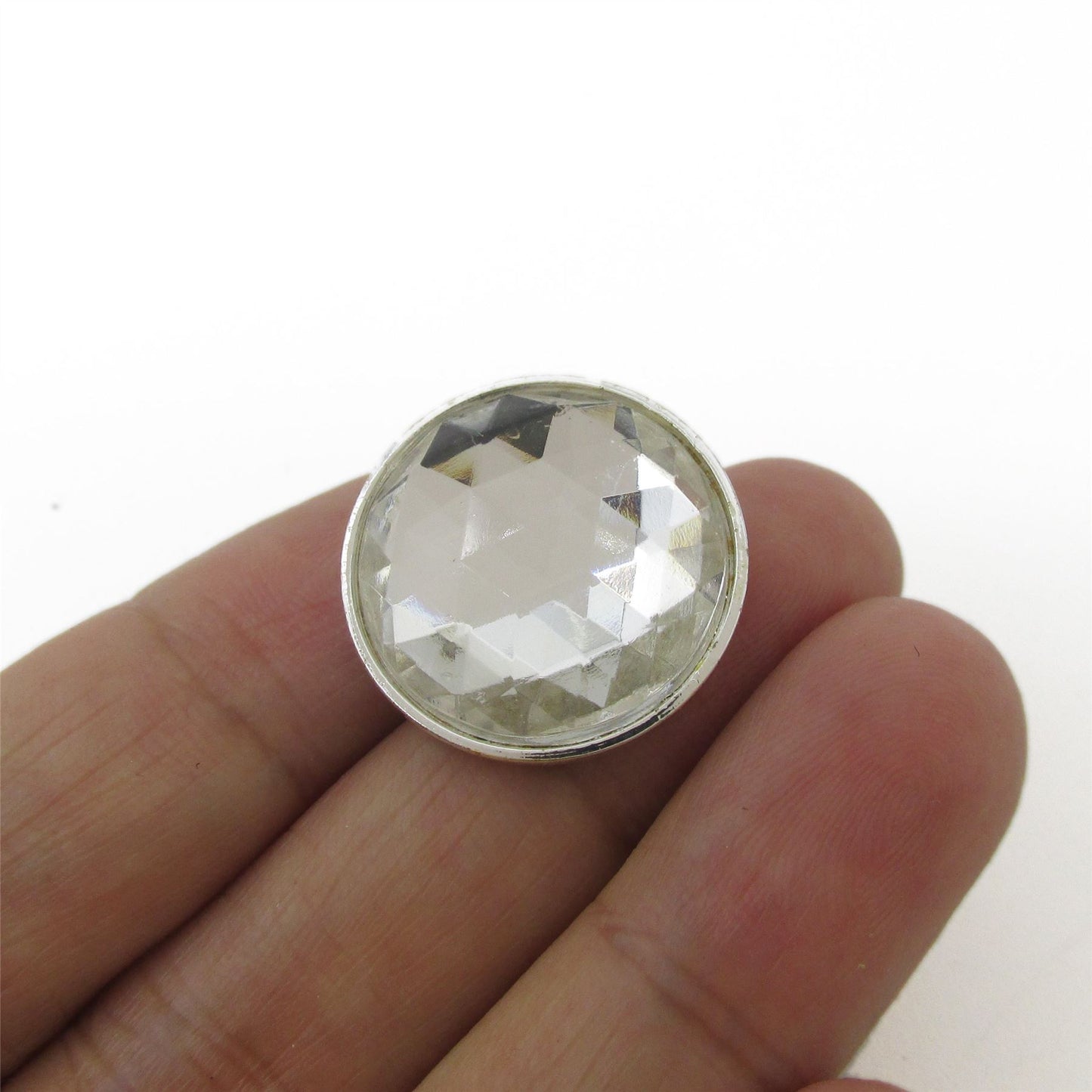 Round Clear Faceted Button - 5347