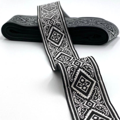Filigree Diamond Jacquard Braid 33mm - Black x 7m 5545