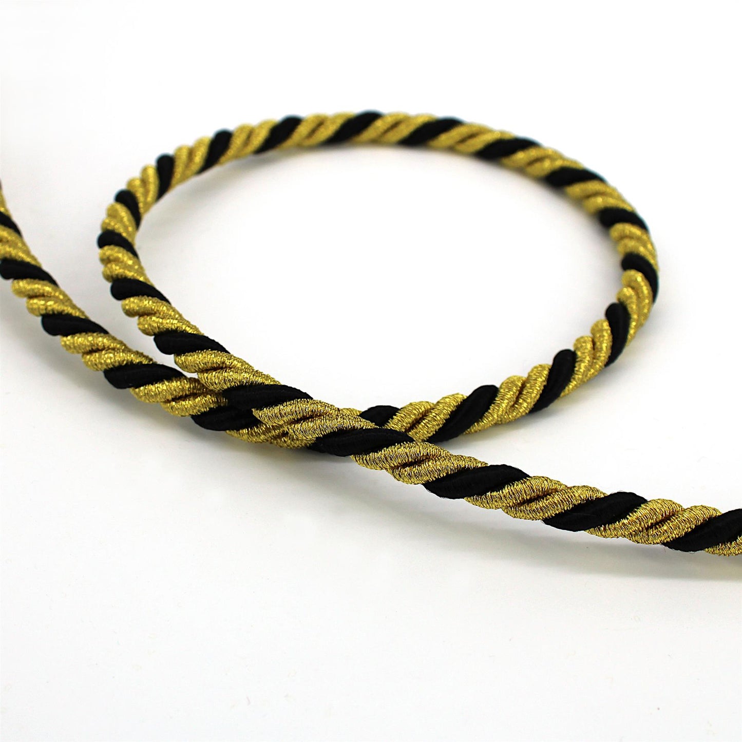 Twisted Metallic Cord - Gold Black - 6mm - by the metre - 5609
