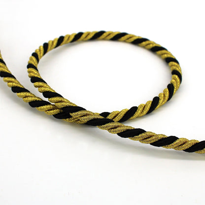 Twisted Metallic Cord - Gold Black - 6mm - by the metre - 5609
