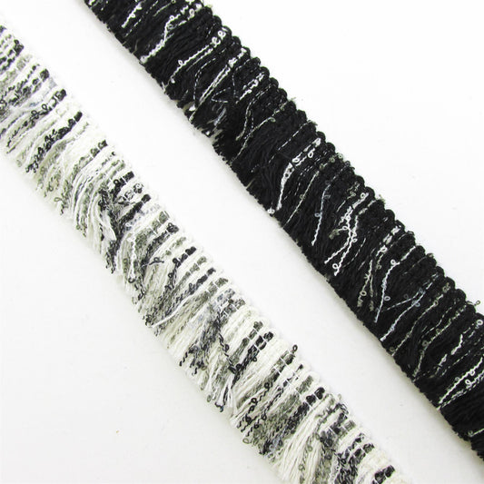 Monochrome Cut Fringe - 20mm - by the metre - 5388
