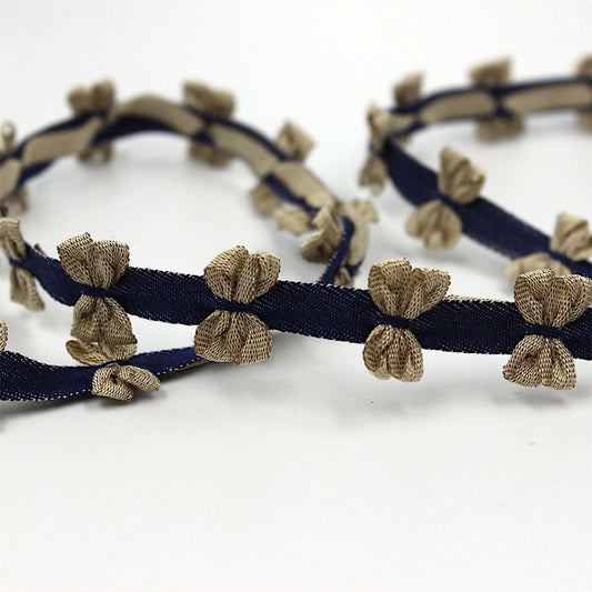 Denim Tape with Bows - 20mm - by the metre - 8871