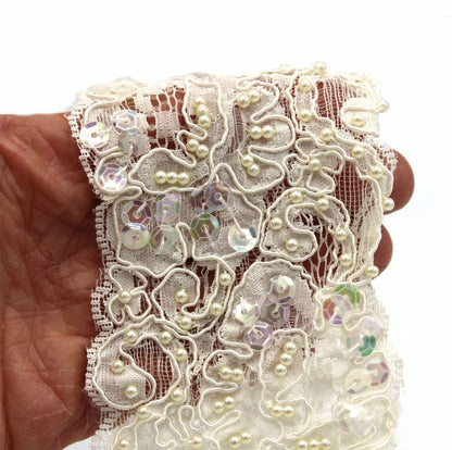Beaded & Embroidered Lace - by the metre - 7252