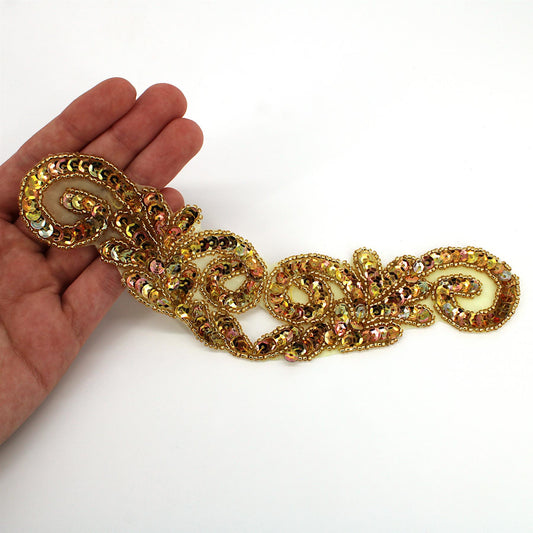 Scroll Shaped Sequin Motif Appliques - 90mm - 9326