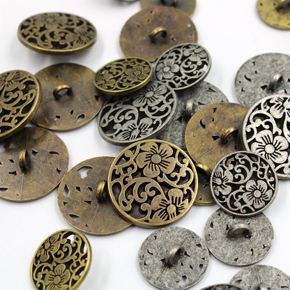 Floral Filigree Metal Shank Button x 1 - 5574