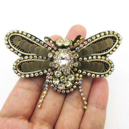 Sequin and Jewelled Bumble Bee Brooch Pin - 80mm - 4495