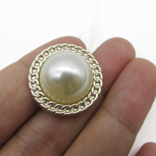 Chain Pattern Button Pearl Centre - Pale Gold - 23mm - 5301