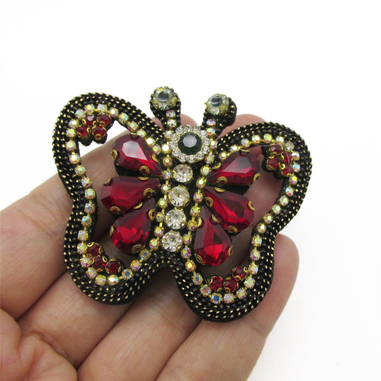 Jewelled Butterfly Brooch Pin - 60mm - 4494