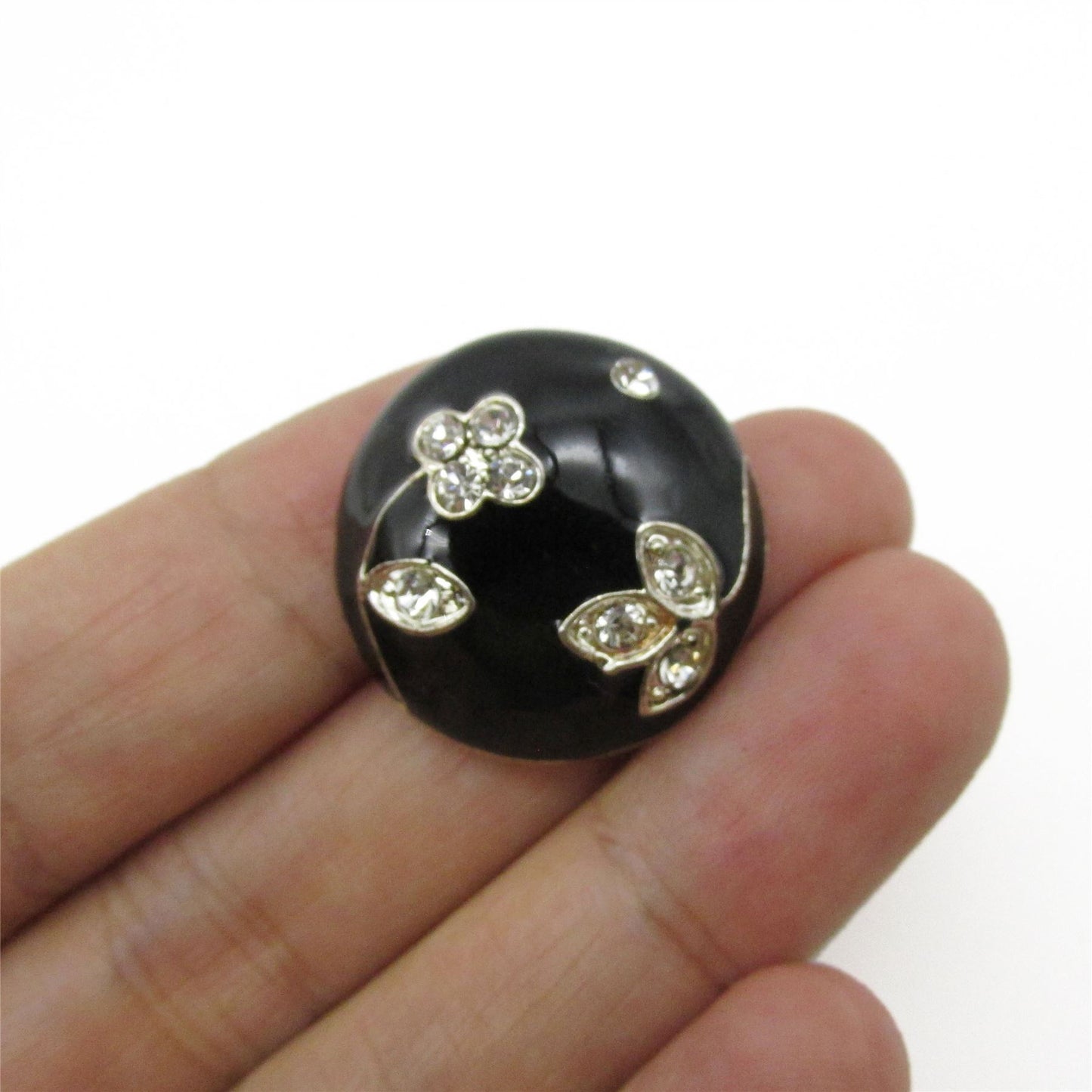 Button with Diamante Flower and Leaf - 4365