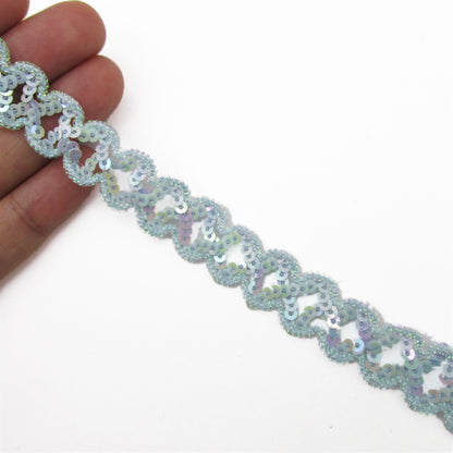 Sequin and Lurex Criss Cross Braid - 17mm - by the metre - 9726