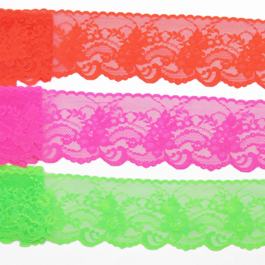 Fluorescent Wide Flower Lace - 10cm - by the metre - 5414