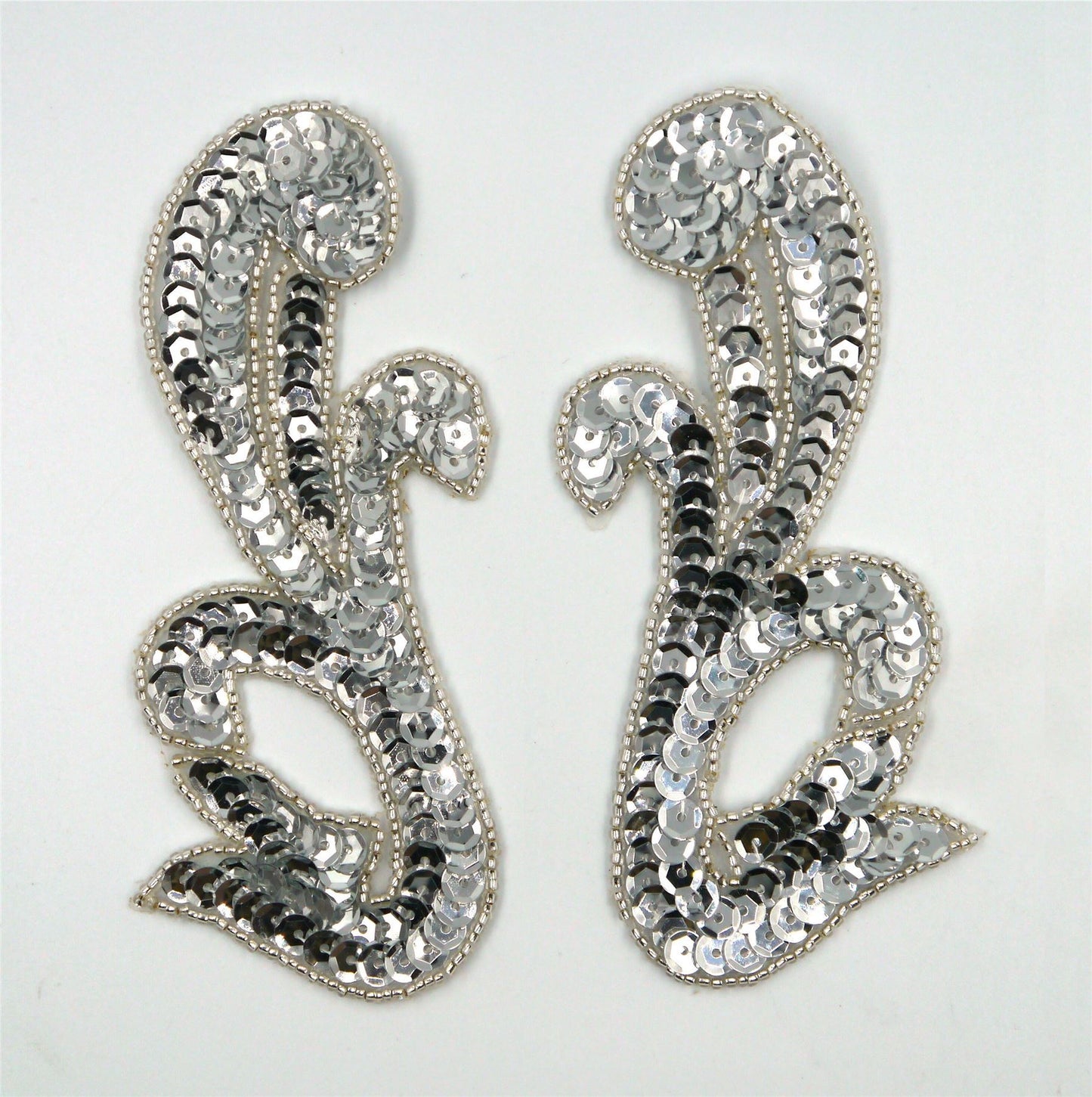 Long Pair Of Abstract Shape Sequin Motifs 13cm 7719