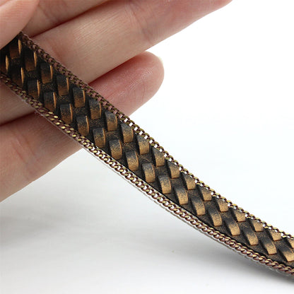 Textured Hotfix Braid with Chain - 12mm - by the metre - 5369