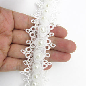 Guipure Lace With Pearl Beads 32mm 6491