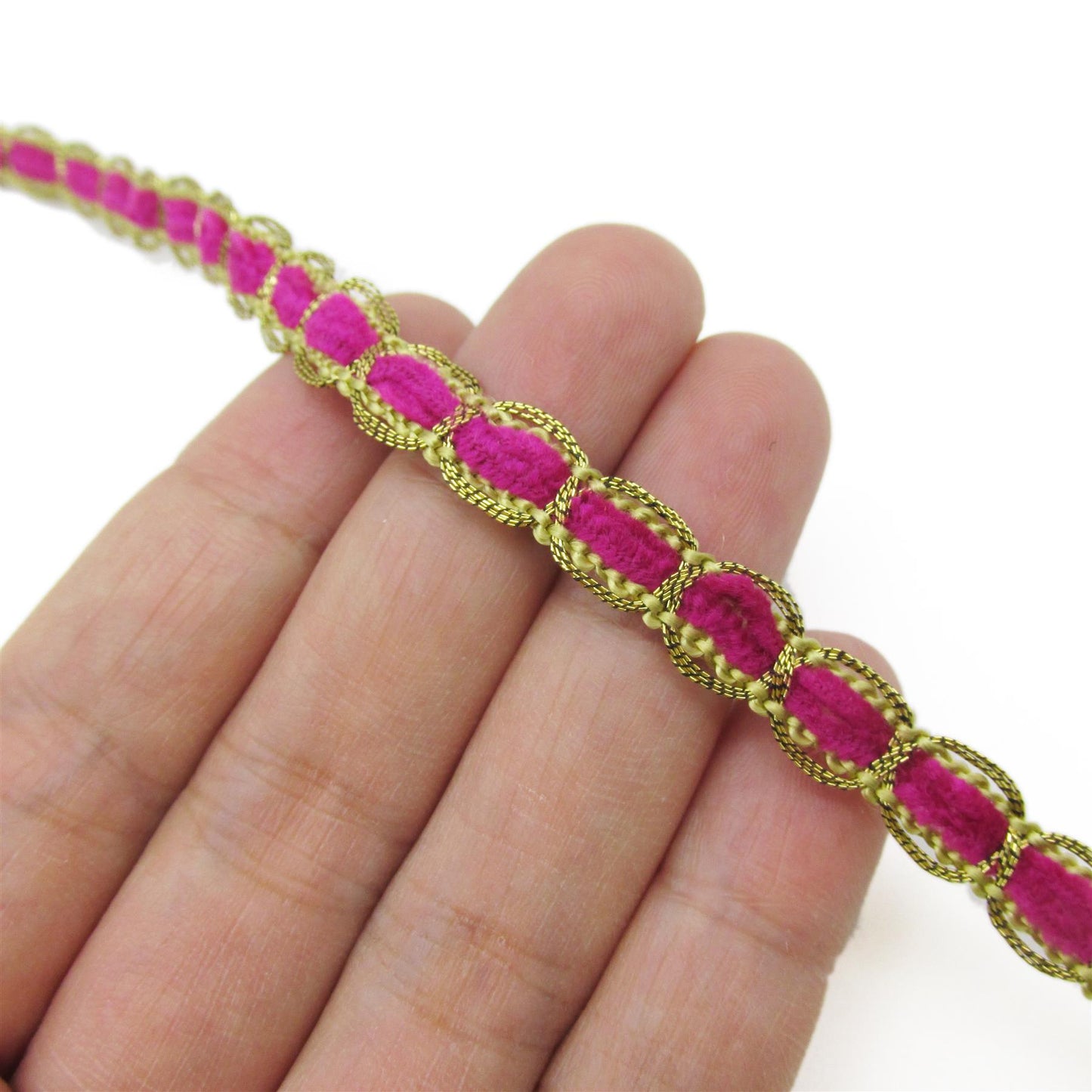 Tiny Metallic Braid with Chenille Centre 8mm x1m - 9199