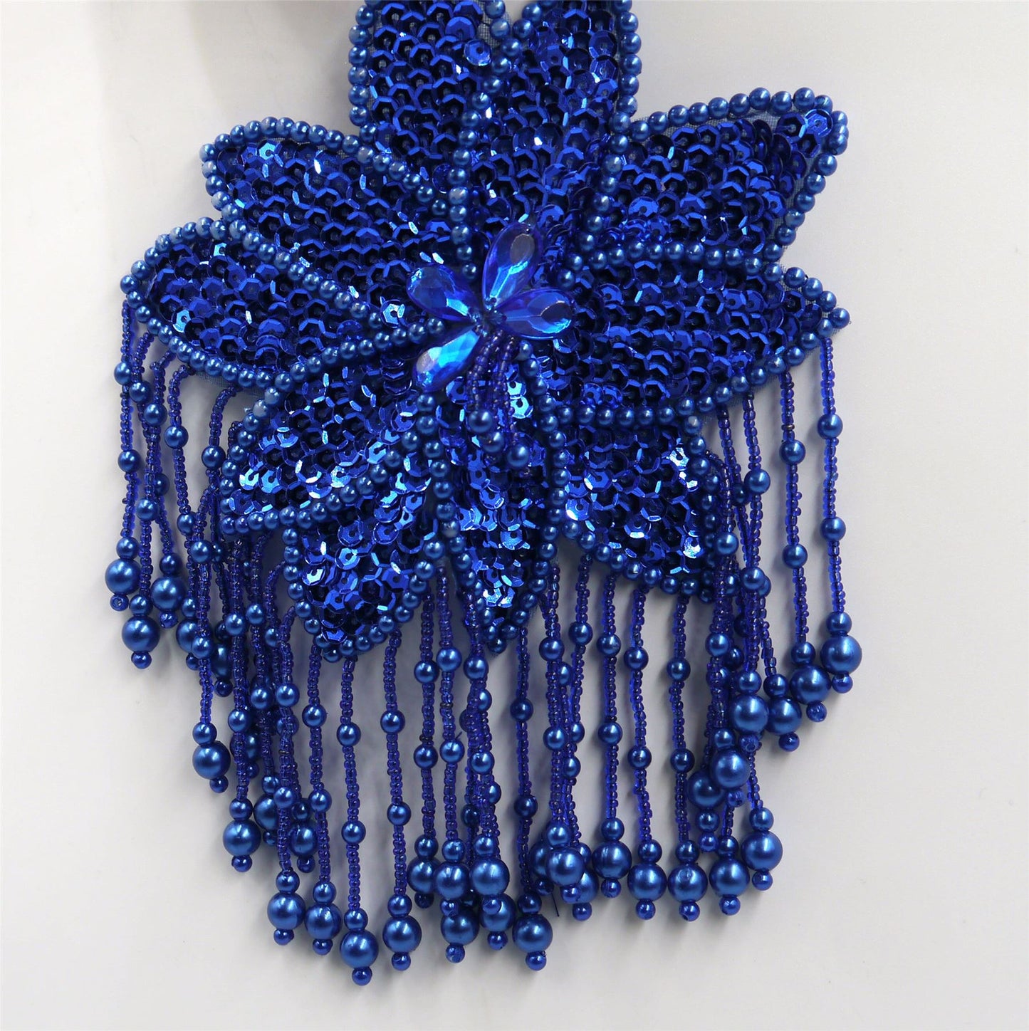 Large Sequin Flower Motif with Beaded Dangles - 19cm - 7291