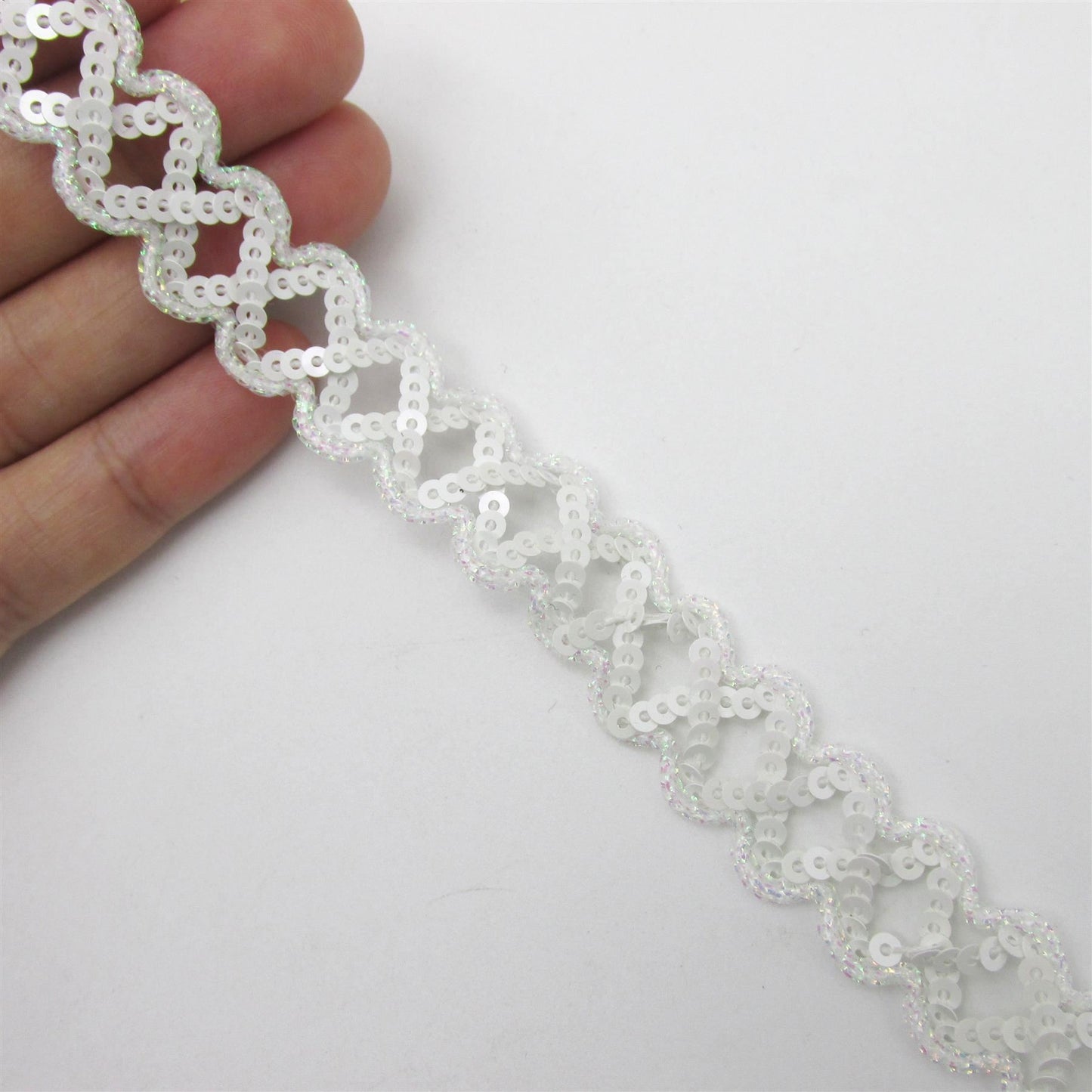 Sequin and Lurex Criss Cross Braid - 17mm - by the metre - 9726