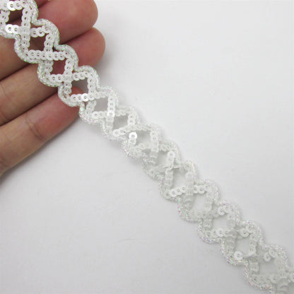 Sequin and Lurex Criss Cross Braid - 17mm - by the metre - 9726