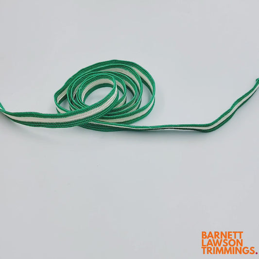 Vintage Stripe Braid Green White 12mm x1m - 2107
