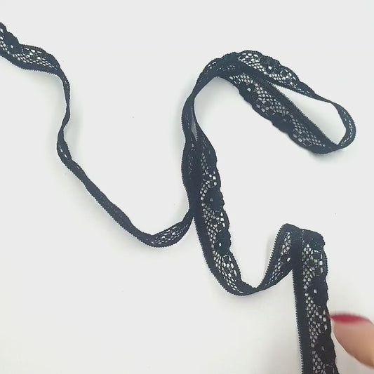 Scallop Edge Lace - Black - 14mm x 1m - 3286