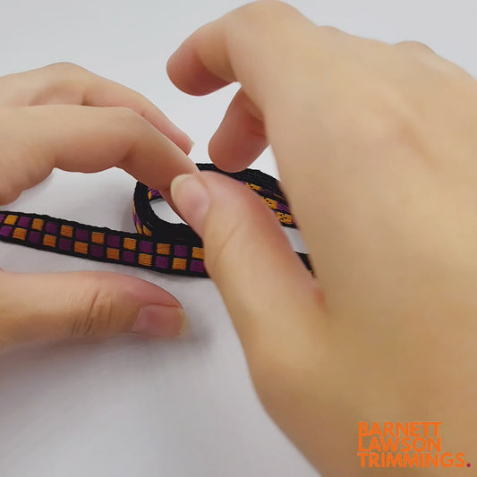Vintage Braid 2 Tone Square Purple Orange 12mm x1m - 2087