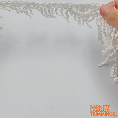 Polyester Guipure White Fringe White 70mm x1m - 8374
