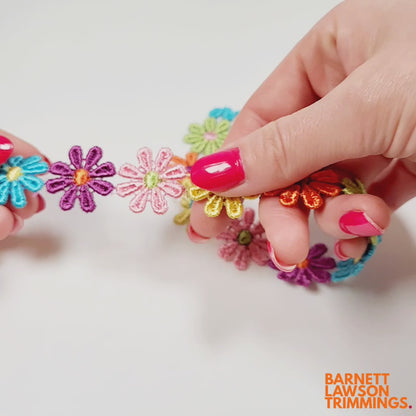 Rainbow Daisy Flower Braid 25mm x1m - 8927