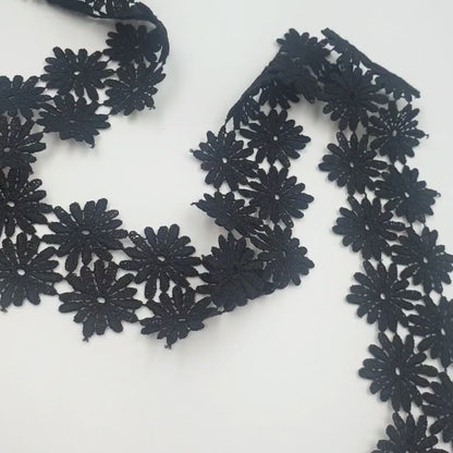 Black 2-Row Daisy Braid Black 50mm x1m - 8950