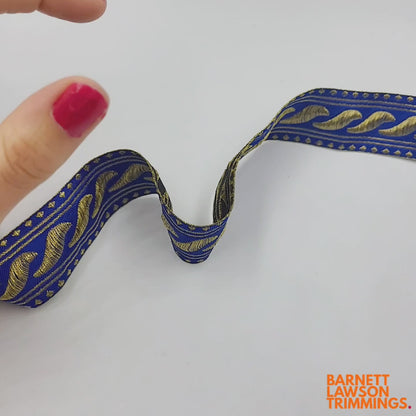 Wide Woven Braid with Gold Thread Detail 32mm x 1m - 8432