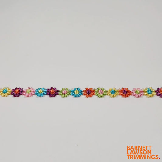 Rainbow Daisy Flower Braid Multi 12mm x1m - 9252