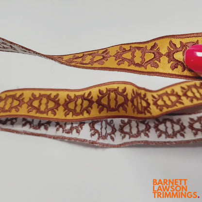 Embroidered Braid - Brown Tan - 27mm - by the metre - 7628