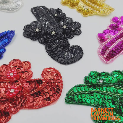 Abstract Sequin Applique Motif With Flowers 14cm 7720